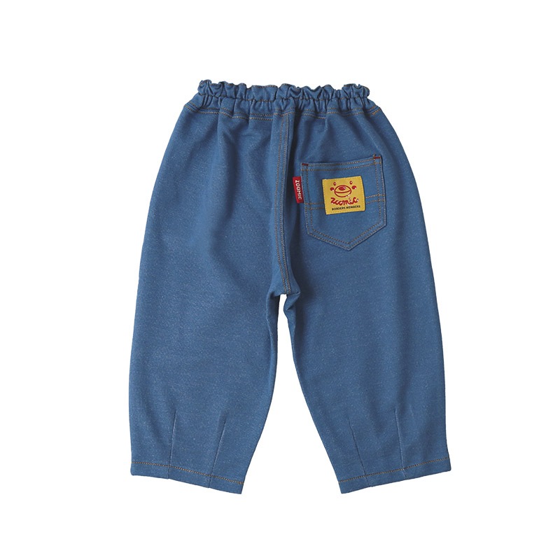 キッズ ロングパンツ 10分丈 男の子 女の子 ニットデニム 動物