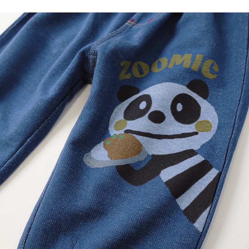キッズ ロングパンツ 10分丈 男の子 女の子 ニットデニム 動物 アニマル くま パンダ 男の子 女の子 (80-130cm)【 ZOOMIC ズーミック 】 ベビー ズボン ポケット付き ストレッチ オムライス カレーライス 食べ物 洋食 プリント 80cm 90cm 95cm 100cm 110cm 120cm 130cm