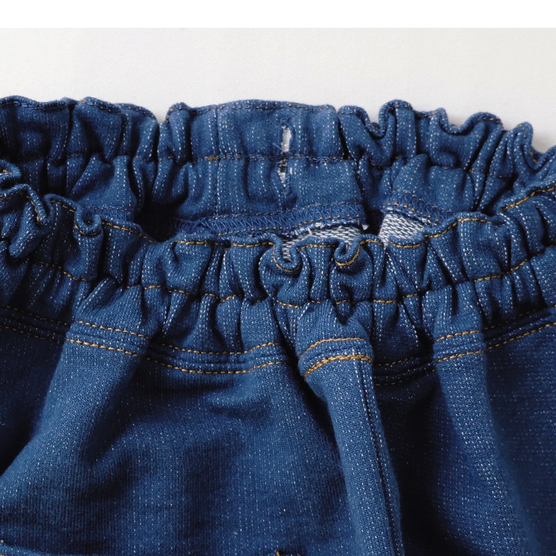 キッズ ロングパンツ 10分丈 男の子 女の子 ニットデニム 動物 アニマル くま パンダ 男の子 女の子 (80-130cm)【 ZOOMIC ズーミック 】 ベビー ズボン ポケット付き ストレッチ オムライス カレーライス 食べ物 洋食 プリント 80cm 90cm 95cm 100cm 110cm 120cm 130cm