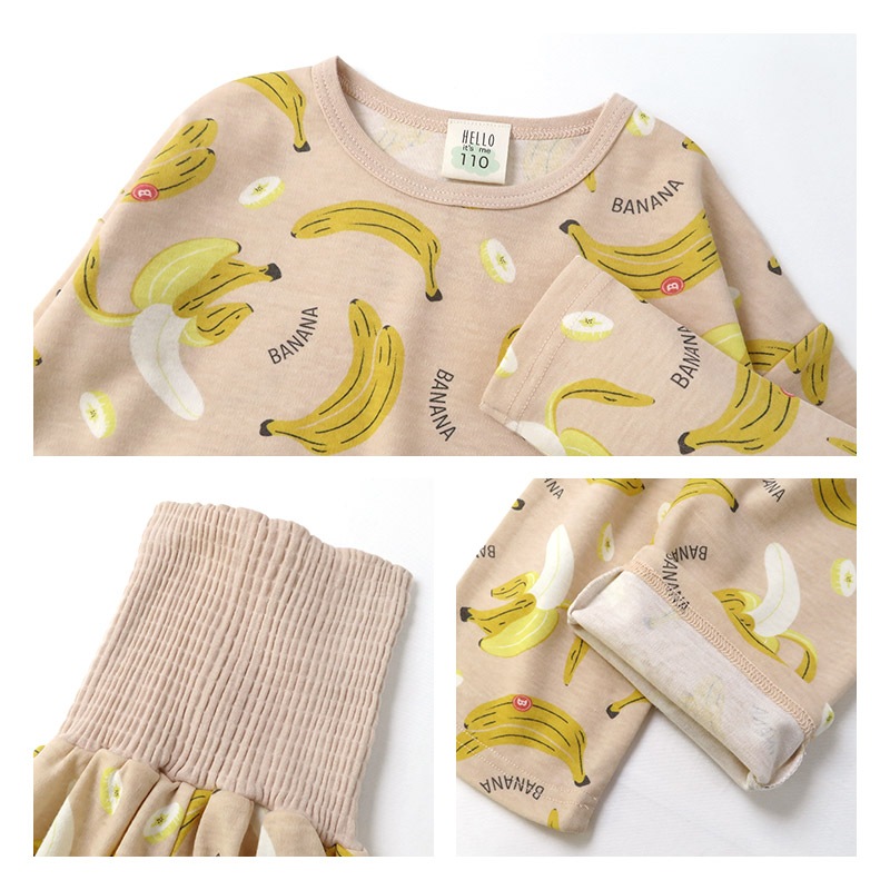 パジャマ キッズ 腹巻き付 子供 長袖 上下セット スムス 総柄 プリント 腹巻き ルームウェア スリーパー 男の子 女の子 男 女 100cm 110cm 120cm 130cm おにぎり ナマケモノ バナナ ユニコーン かわいい くすみカラー 子供服 お泊まり お泊り 春 夏 秋