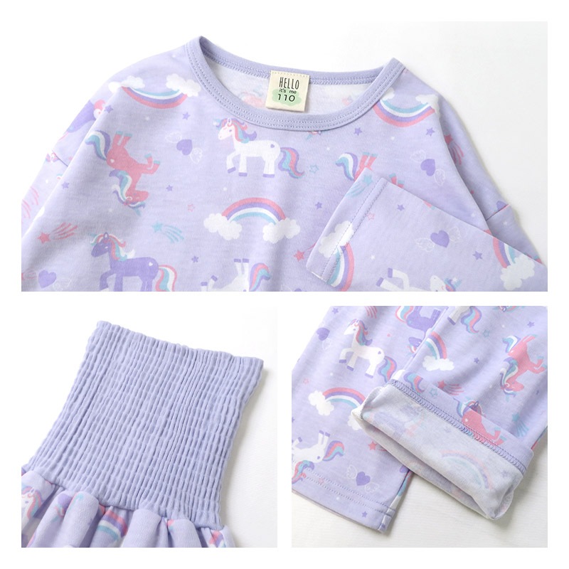 パジャマ キッズ 腹巻き付 子供 長袖 上下セット スムス 総柄 プリント 腹巻き ルームウェア スリーパー 男の子 女の子 男 女 100cm 110cm 120cm 130cm おにぎり ナマケモノ バナナ ユニコーン かわいい くすみカラー 子供服 お泊まり お泊り 春 夏 秋