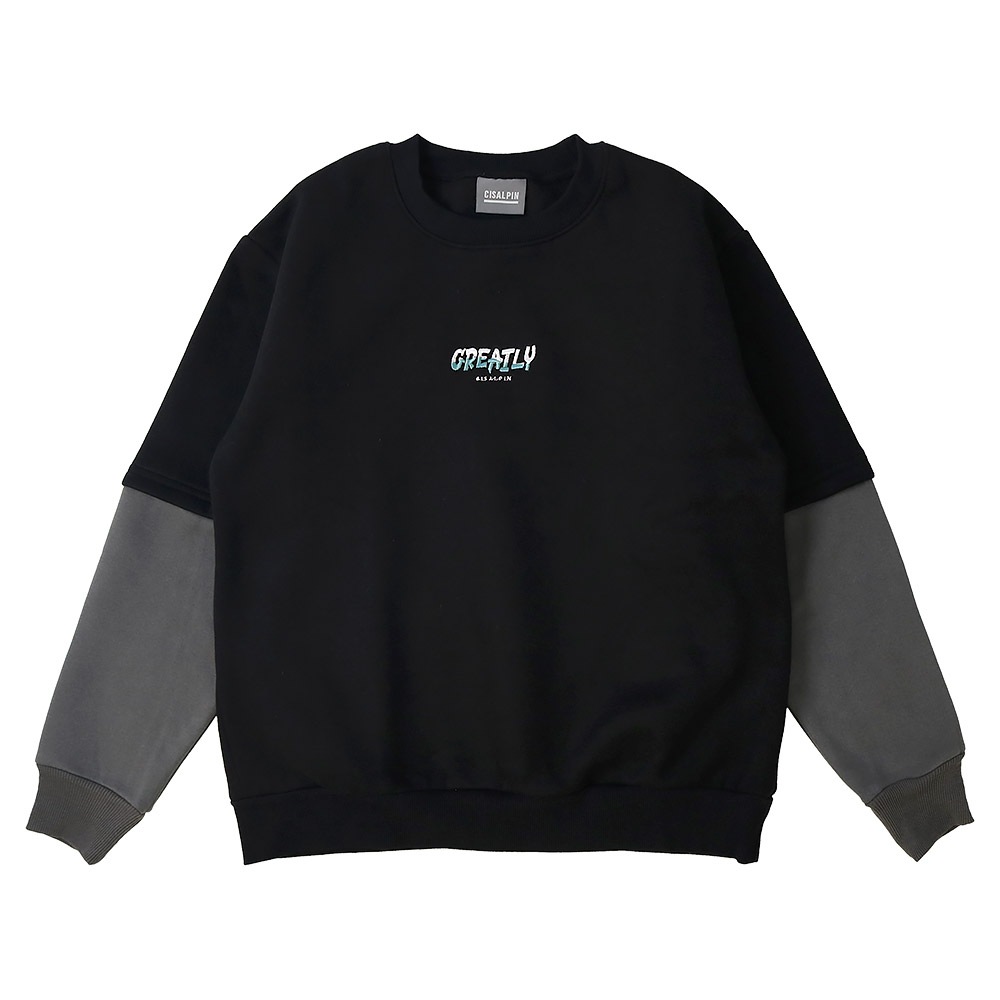 トレーナー スウェット 裏起毛 起毛あり 子供服 男の子 小学生 中学生 ファッション キッズ ジュニア トップス 長袖 レイヤード風 フェイクレイヤード プリント 女の子 カットソー ストリート スケート スケーター 大人っぽい ダンス スポーツ 130 140 150 160 冬服