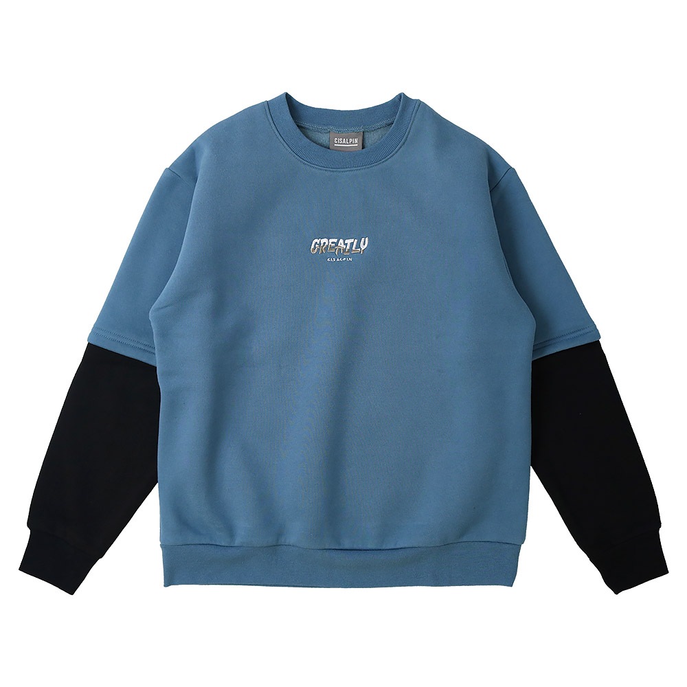 トレーナー スウェット 裏起毛 起毛あり 子供服 男の子 小学生 中学生 ファッション キッズ ジュニア トップス 長袖 レイヤード風 フェイクレイヤード プリント 女の子 カットソー ストリート スケート スケーター 大人っぽい ダンス スポーツ 130 140 150 160 冬服