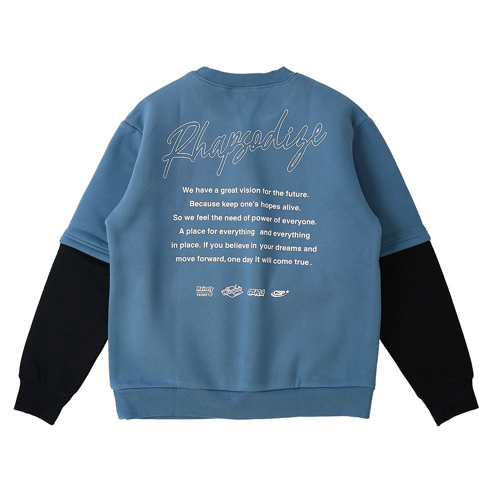 トレーナー スウェット 裏起毛 起毛あり 子供服 男の子 小学生 中学生 ファッション キッズ ジュニア トップス 長袖 レイヤード風 フェイクレイヤード プリント 女の子 カットソー ストリート スケート スケーター 大人っぽい ダンス スポーツ 130 140 150 160 冬服