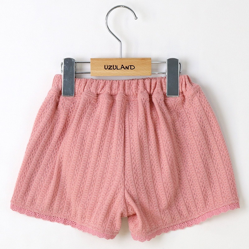 キッズ ショートパンツ 女の子 ガーリー フリル 小花柄 ボトムス ピンク ベージュ ( 80-130cm ) 【 Uzuland ウズランド 】 半ズボン ハーフパンツ 子供服 ベビー服 フラワー イージーパンツ ウエストゴム 可愛い お洒落 80cm 90cm 95cm 100cm 110cm 120cm 130cm