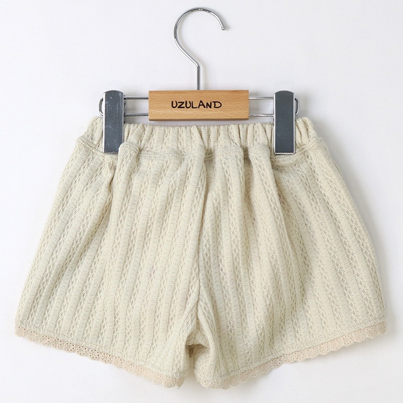 キッズ ショートパンツ 女の子 ガーリー フリル 小花柄 ボトムス ピンク ベージュ ( 80-130cm ) 【 Uzuland ウズランド 】 半ズボン ハーフパンツ 子供服 ベビー服 フラワー イージーパンツ ウエストゴム 可愛い お洒落 80cm 90cm 95cm 100cm 110cm 120cm 130cm