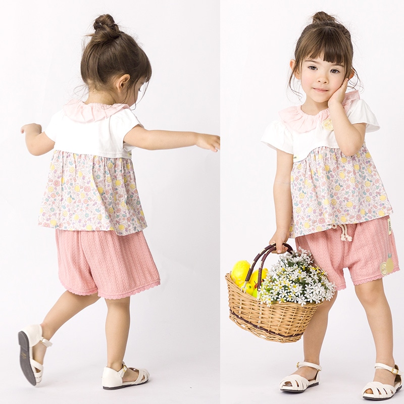 キッズ ショートパンツ 女の子 ガーリー フリル 小花柄 ボトムス
