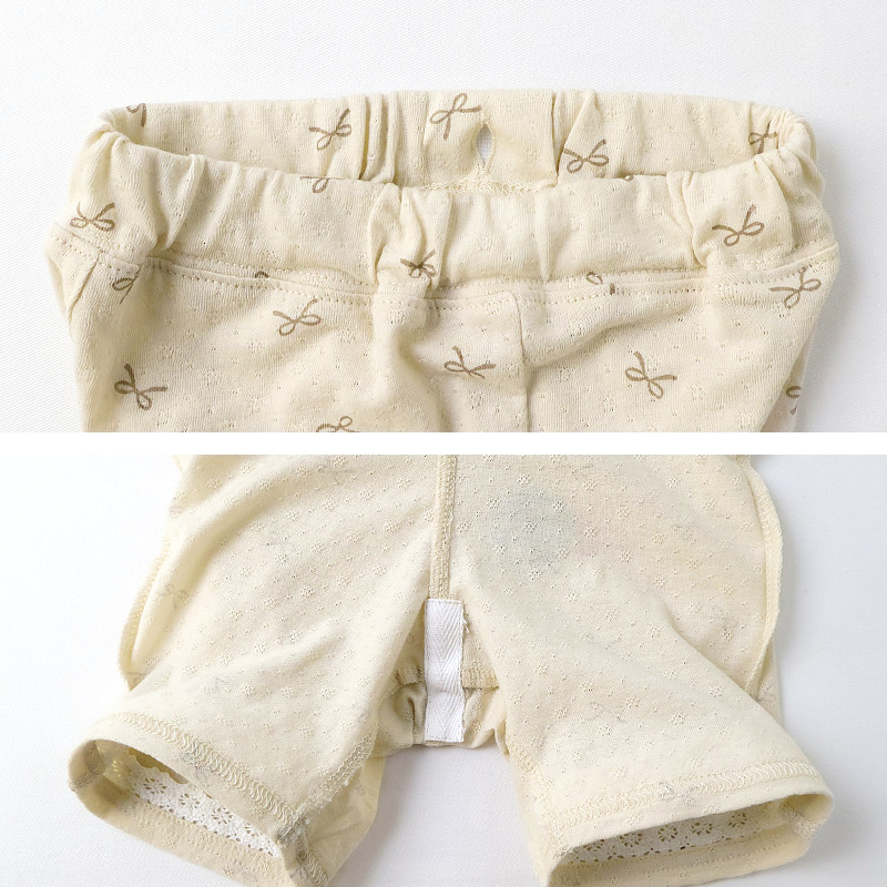 ガールズ ハーフパンツ 5分丈 レース 半ズボン 女の子 ポケット付【UZULAND ウズランド】キッズ ベビー 短パン ジャカード 裾 ウエストゴム デザイン 伸縮 ストレッチ カジュアル ベージュ サックス 可愛い かわいい 80 90 95 100 110 120 130