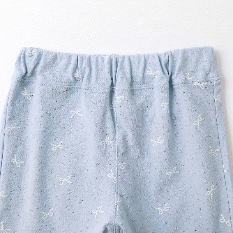 ガールズ ハーフパンツ 5分丈 レース 半ズボン 女の子 ポケット付【UZULAND ウズランド】キッズ ベビー 短パン ジャカード 裾 ウエストゴム デザイン 伸縮 ストレッチ カジュアル ベージュ サックス 可愛い かわいい 80 90 95 100 110 120 130