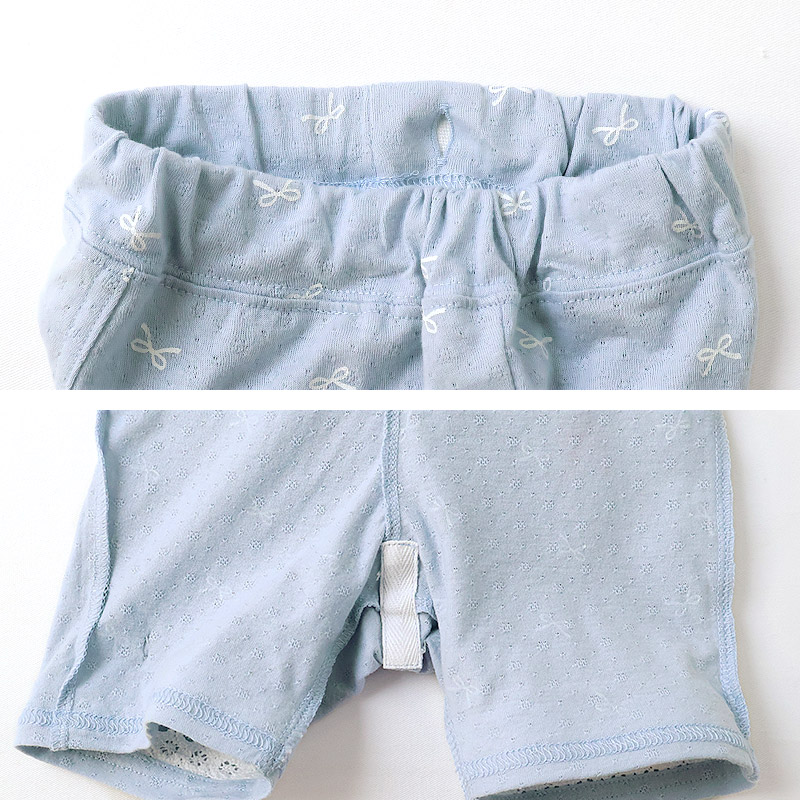 ガールズ ハーフパンツ 5分丈 レース 半ズボン 女の子 ポケット付【UZULAND ウズランド】キッズ ベビー 短パン ジャカード 裾 ウエストゴム デザイン 伸縮 ストレッチ カジュアル ベージュ サックス 可愛い かわいい 80 90 95 100 110 120 130