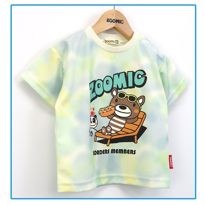 キッズ Tシャツ レトロポップ タイダイ風 半袖 男の子 女の子 トップス 【 ZOOMIC ズーミック 】 子供服 ベビー服 プリント かわいい くま パンダ グラデーション サーフ ストリート スケーター 80cm 90cm 95cm 100cm 110cm 120cm 130cm