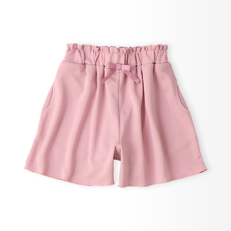 キッズ キュロット ショートパンツ メッシュ 女の子 接触冷感 涼しい イージーパンツ 【GrinLab グリンラボ】 ベビー ハーフパンツ ズボン ボトムス 短パン リボン ショーツ フリル裾 ショーパン 伸縮 ウエストゴム ストレッチ 女児 80 90 95 100 110 120 130