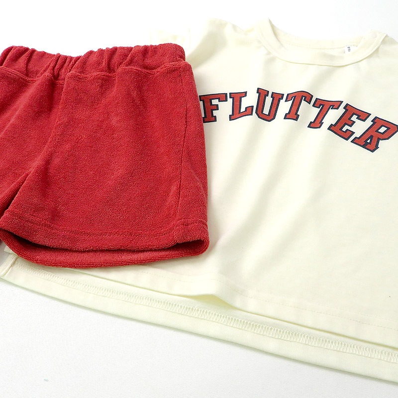 パジャマ キッズ ベビー 男の子 女の子 セットアップ 上下セット 2点セット ロゴ リラクシングウエア 天竺 半袖 Tシャツ パイル ショートパンツ ( 80-130 ) ナイトウェア 男女兼用 ユニセックス 夏 部屋着 ルームウェア 80 90 95 100 110 120 130 