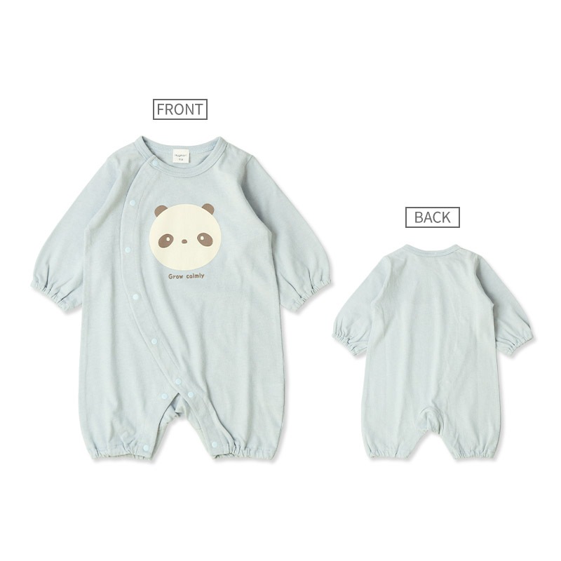 ベビー 新生児 ロンパース 長袖 男の子 女の子 綿100% スムス コットン カバーオール アニマル 動物 くま パンダ コアラ うさぎ ボタン開き 前開き 全開き ( 60-70cm ) 子供服 ベビーウェア 部屋着 赤ちゃん サックス ピンク 60cm 70cm ギフト プレゼント 出産祝い 贈り物