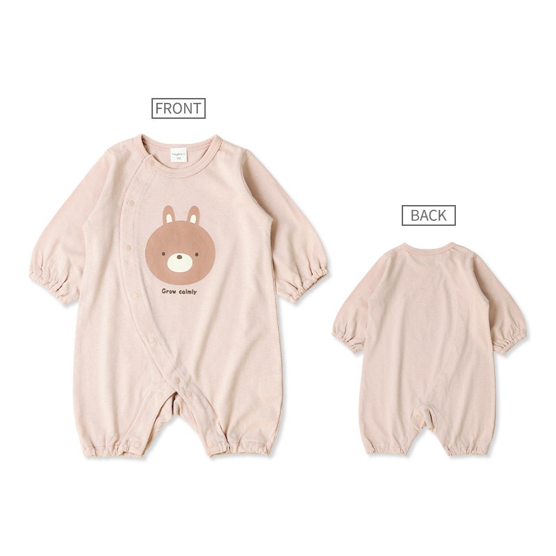 ベビー 新生児 ロンパース 長袖 男の子 女の子 綿100% スムス コットン カバーオール アニマル 動物 くま パンダ コアラ うさぎ ボタン開き 前開き 全開き ( 60-70cm ) 子供服 ベビーウェア 部屋着 赤ちゃん サックス ピンク 60cm 70cm ギフト プレゼント 出産祝い 贈り物