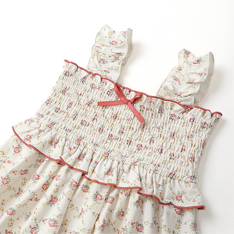 UVカット 小花柄シャーリングセパレート水着｜100-130cm