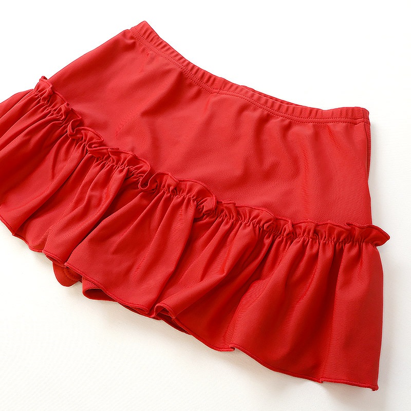 UVカット 小花柄シャーリングセパレート水着｜100-130cm