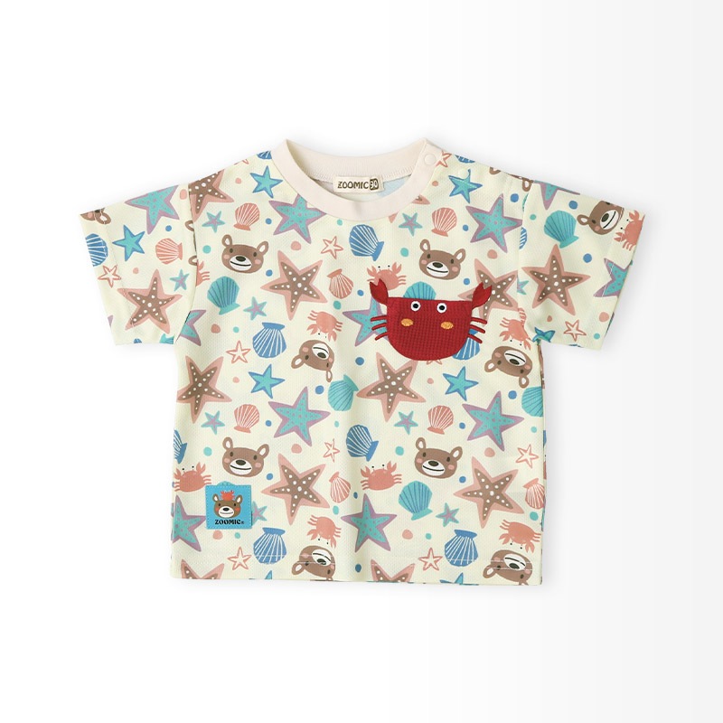 キッズ Tシャツ 半袖 ポケT 総柄 アニマル 動物 くま 男の子 女の子