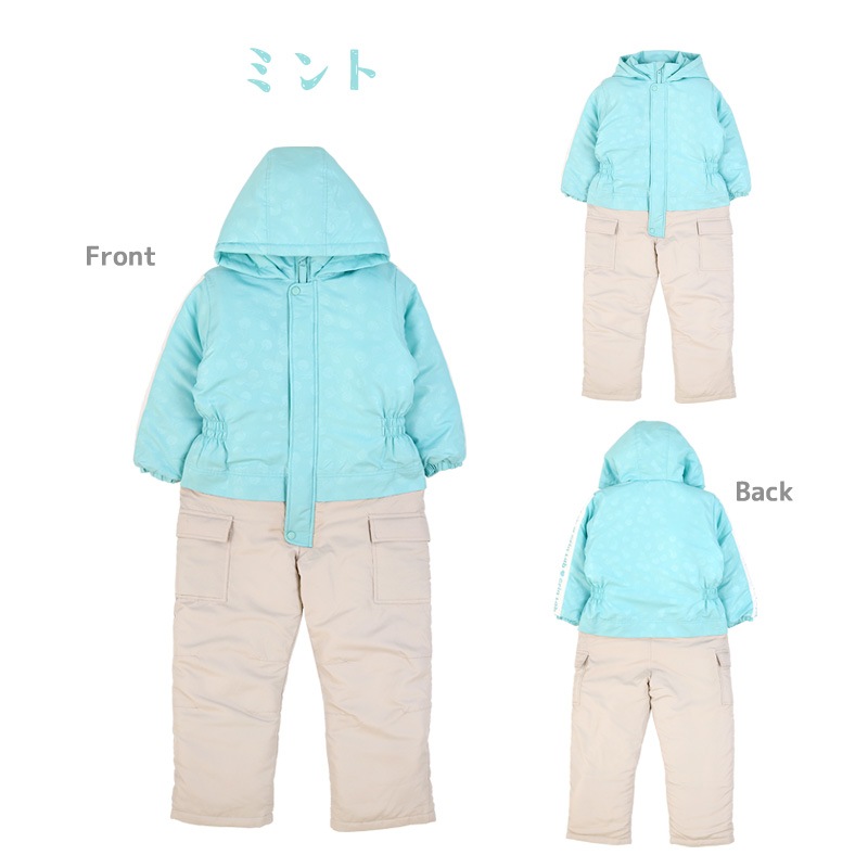 ジャンプスーツ キッズ 女の子 防寒 中綿 撥水加工 フード ( 110-130cm )【 GrinLab グリンラボ 】 アウター ジャケット スノーウェア スキーウェア スノーコンビ ツナギ 雪遊び 冬 ガールズ チェリー さくらんぼ ベビー 110cm 120cm 130cm