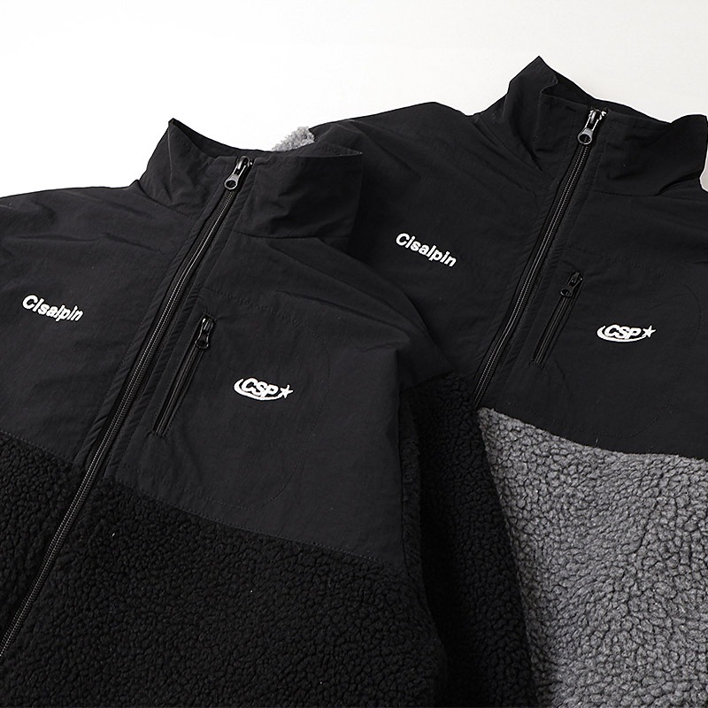 ボアジャケット 裏地付き ナイロン切替 子供服 男の子 小学生 中学生 ファッション キッズ ジュニア 長袖 ブルゾン フルジップ アウター ウインドブレーカー 防寒着 女の子 配色 アウトドア ストリート スケーター スケート 大人っぽい ダンス 130 冬服