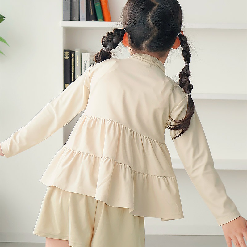 キッズ 女の子3段切替ラッシュガード｜UPF50+・長袖・伸縮素材