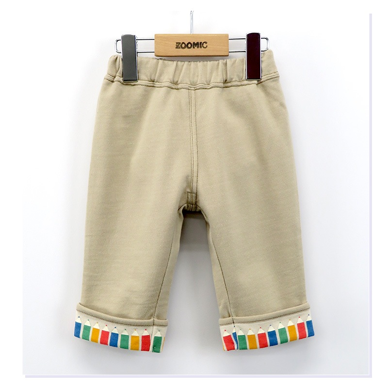 パンツ キッズ ニットデニム 7分丈 パンツ 子供服 ボトムス 折り曲げ ( 80-130cm)【 ZOOMIC ズーミック 】 男の子 女の子 文具 キッズ ベビー くま バックプリント かわいい 春物 80cm 90cm 95cm 100cm 110cm 120cm 130cm ユニセックス ジェンダーレス 