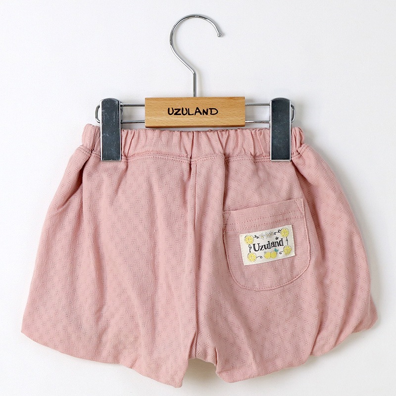 キッズ ショートパンツ 女の子 ガーリー フリル 小花柄 ボトムス ピンク ベージュ ( 80-130cm ) 【 Uzuland ウズランド 】 半ズボン ハーフパンツ 子供服 ベビー服 フラワー キュロット スカート カボチャ 可愛い お洒落 80cm 90cm 95cm 100cm 110cm 120cm 130cm