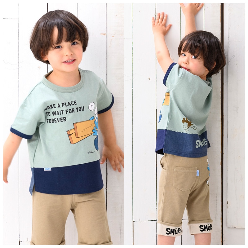 子供服 トップス 夏 デザイン 綿100％ 切替 半袖 Tシャツ( 80