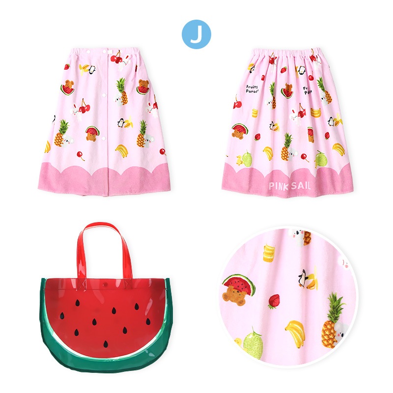 【送料無料】 ラップタオル 60cm プールバッグ 2点セット スイムセット キッズ 女の子 子供 ガールズ 巻きタオル プールタオル 60cm x 120cm スイムバッグ A4サイズ スイミングバッグ ビニールバッグ 水遊び 海 川 夏 温泉 海水浴 アウトドア プール バスタオル スイミング