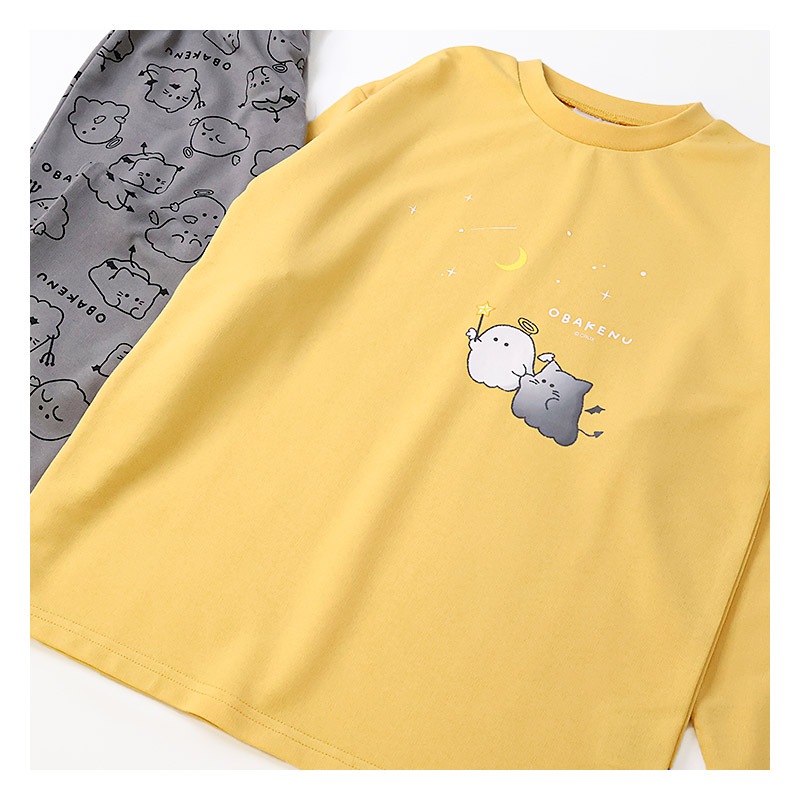 パジャマ キッズ オバケーヌ 長袖 子供 ルームウェア 女の子 ガールズ ジュニア 上下セット 長袖パジャマ 寝巻 2点セット こども 部屋着 お昼寝 総柄 ミニ裏毛 スウェット 吸汗 キャラクター プリント ラベンダー サックス ネイビー ピンク 120 130 140 150 160 入学 春 秋