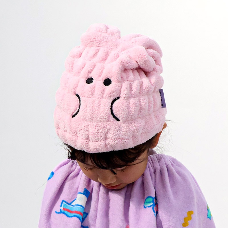 オバケーヌ タオルキャップ 耳付き マイクロファイバー 吸水 速乾 お名前タグ付 キャラクター ウサギーヌ ヘアキャップ ヘアタオル キッズ 男の子 女の子 ベビー ジュニア 大人 子供 着替え お風呂 温泉 プール 帽子 スイミング ユニセックス ピンク