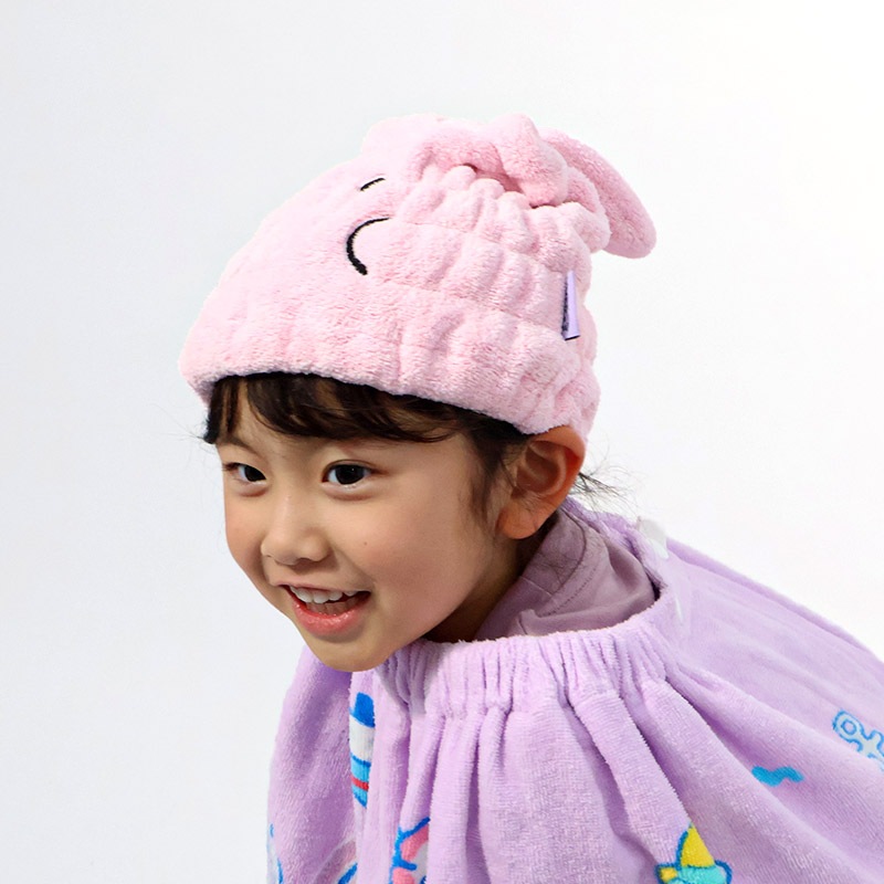 オバケーヌ タオルキャップ 耳付き マイクロファイバー 吸水 速乾 お名前タグ付 キャラクター ウサギーヌ ヘアキャップ ヘアタオル キッズ 男の子 女の子 ベビー ジュニア 大人 子供 着替え お風呂 温泉 プール 帽子 スイミング ユニセックス ピンク