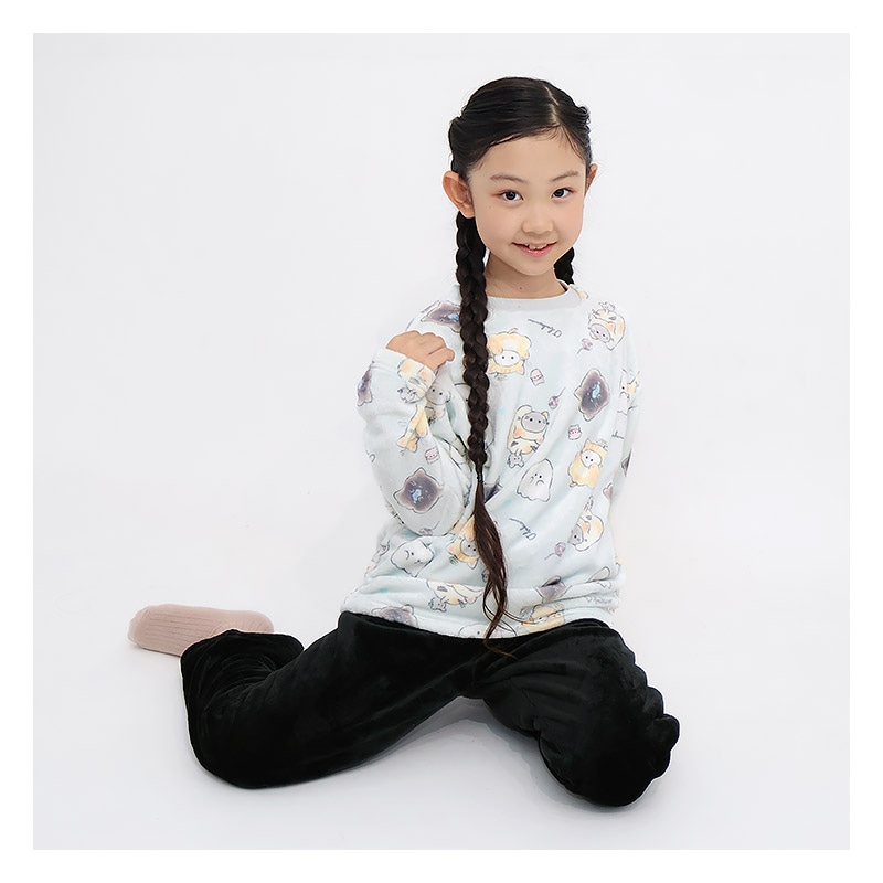 【オバケーヌのペンポーチ付き！】 オバケーヌ ルームウェア 長袖パジャマ フリース 女の子 キッズ 上下セット ルームウェア キャラパジャマ 子供服 キャラクター 2点セット スウェット ロングパンツ ウエストゴム ガールズ 部屋着 120 130 140 150 160 保温 暖かい 総柄
