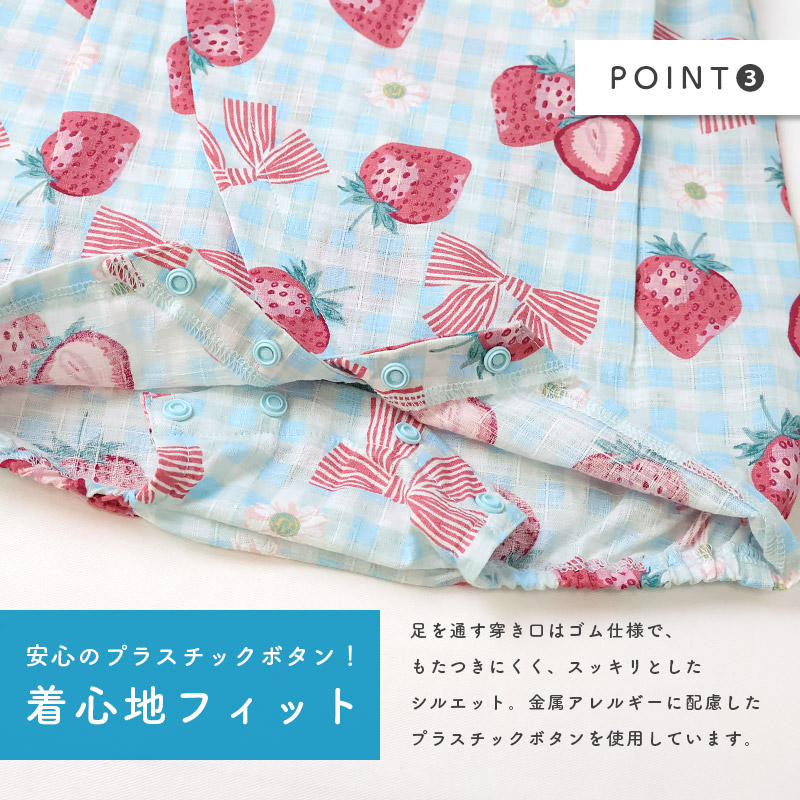 甚平 ロンパース 子供服 女の子 綿100% 甚平グレコ ベビー 赤ちゃん じんべい 和装 浴衣 ゆかた 夏祭り 花火 花火大会 イベント 盆踊り お盆 暑さ対策 涼しい 部屋着 寝間着 総柄プリント 祭り 苺 いちご イチゴ かわいい 2点セット 70 80 女児 出産祝い ギフト