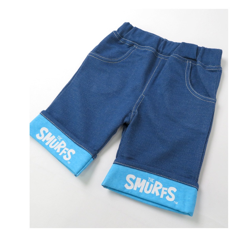 子供服 ボトムス スマーフ 折り曲げ ハーフパンツ (80-130cm)【SMURFS】 子供服 キッズ ベビー 二次加工 半ズボン ズボン パンツ 夏服 男の子 女の子 おしゃれ 可愛い アニメ キャラクター 80cm 90cm 95cm 100cm 110cm 120cm 130cmポイント消化