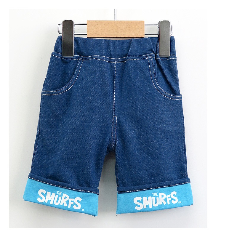 子供服 ボトムス スマーフ 折り曲げ ハーフパンツ (80-130cm)【SMURFS】 子供服 キッズ ベビー 二次加工 半ズボン ズボン パンツ 夏服 男の子 女の子 おしゃれ 可愛い アニメ キャラクター 80cm 90cm 95cm 100cm 110cm 120cm 130cmポイント消化