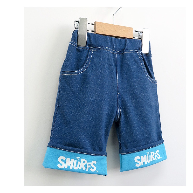 子供服 ボトムス スマーフ 折り曲げ ハーフパンツ (80-130cm)【SMURFS】 子供服 キッズ ベビー 二次加工 半ズボン ズボン パンツ 夏服 男の子 女の子 おしゃれ 可愛い アニメ キャラクター 80cm 90cm 95cm 100cm 110cm 120cm 130cmポイント消化