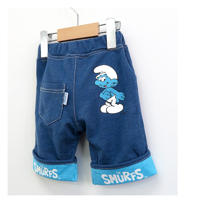 子供服 ボトムス スマーフ 折り曲げ ハーフパンツ (80-130cm)【SMURFS】 子供服 キッズ ベビー 二次加工 半ズボン ズボン パンツ 夏服 男の子 女の子 おしゃれ 可愛い アニメ キャラクター 80cm 90cm 95cm 100cm 110cm 120cm 130cmポイント消化