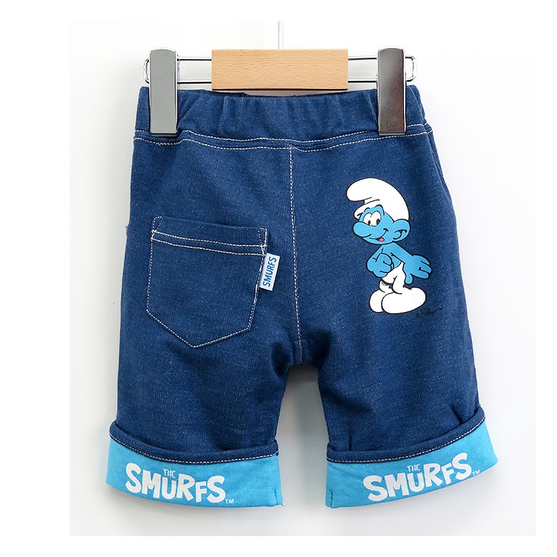 子供服 ボトムス スマーフ 折り曲げ ハーフパンツ (80-130cm)【SMURFS】 子供服 キッズ ベビー 二次加工 半ズボン ズボン パンツ 夏服 男の子 女の子 おしゃれ 可愛い アニメ キャラクター 80cm 90cm 95cm 100cm 110cm 120cm 130cmポイント消化
