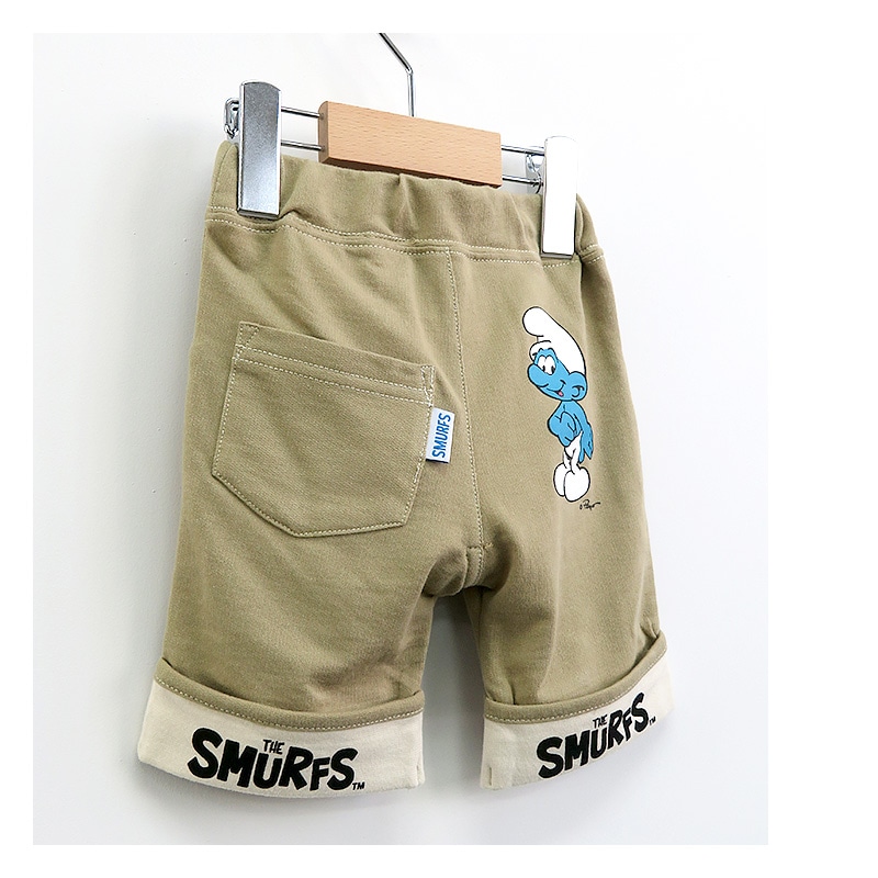子供服 ボトムス スマーフ 折り曲げ ハーフパンツ (80-130cm)【SMURFS】 子供服 キッズ ベビー 二次加工 半ズボン ズボン パンツ 夏服 男の子 女の子 おしゃれ 可愛い アニメ キャラクター 80cm 90cm 95cm 100cm 110cm 120cm 130cmポイント消化