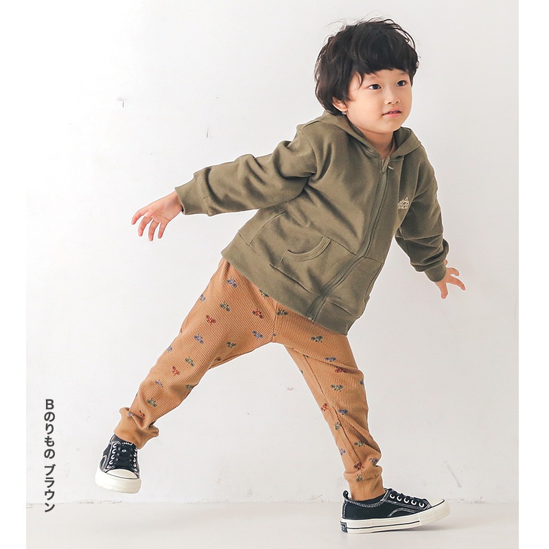 子供服 パンツ レギンス ワッフル 恐竜 のりもの マロン 総柄 10分丈 ( 80-130cm ) 【 GrinLab 】 ボトムス レギパン 男の子 女の子 サーマル キッズ ベビー ダイナソー リス かわいい 春 秋 80cm 90cm 95cm 100cm 110cm 120cm 130cm