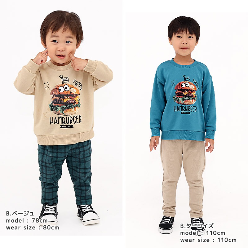 キッズ プリント トレーナー 裏毛 起毛なし 長袖 スウェット アップリケ 男の子 女の子 【 GrinLab グリンラボ 】 トップス インナー ベビー 80 90 95 100 110 120 130 ユニコーン 恐竜 ダイナソー 猫 アニマル チェリー リボン 車 働く車 くるま 消防車 パトカー