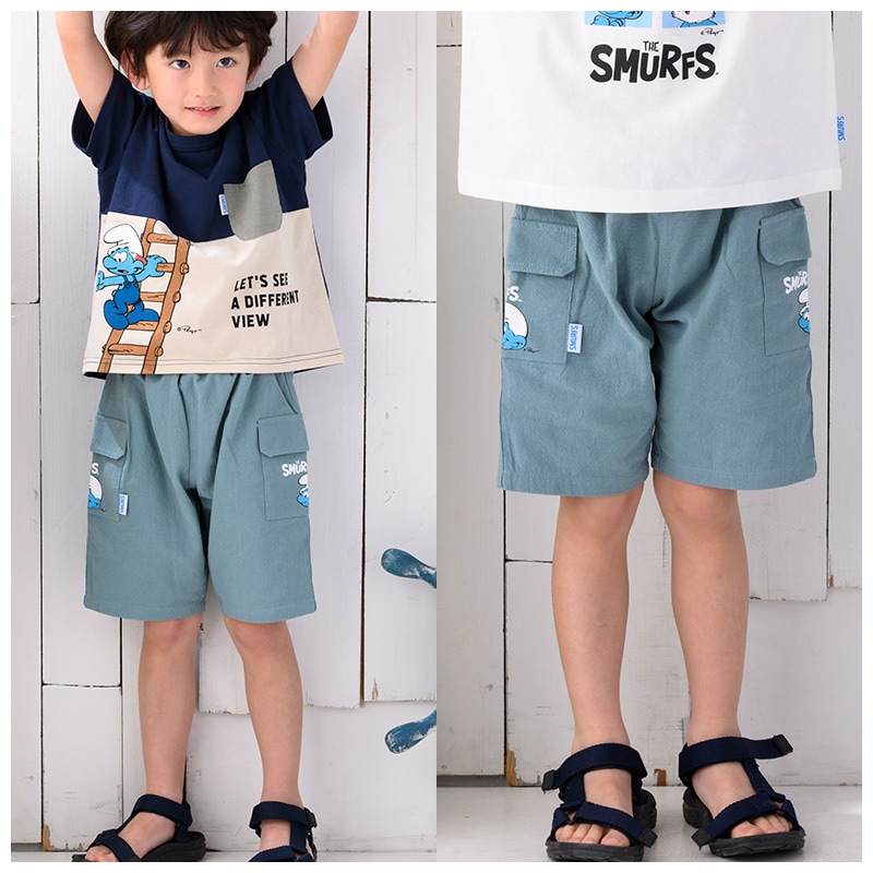 子供服 ボトムス スマーフ 夏 デザイン ハーフパンツ (80-130cm)【SMURFS】 子供服 キッズ ベビー 二次加工 半ズボン ズボン パンツ 夏服 男の子 女の子 おしゃれ アニメ キャラクター 80cm 90cm 95cm 100cm 110cm 120cm 130cmポイント消化