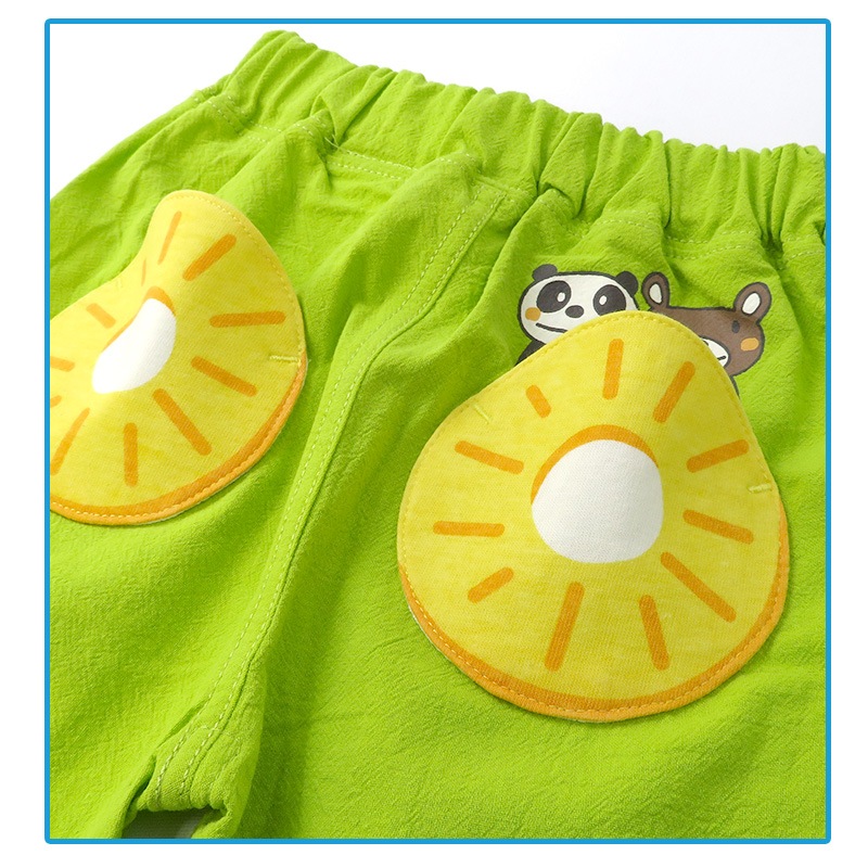 キッズ ハーフパンツ レトロポップ 男の子 女の子 折り曲げ チェック バックプリント ボトムス 【 ZOOMIC ズーミック 】 5分丈 半ズボン 子供服 ベビー服 かわいい 動物 アニマル くま パンダ パイン 80cm 90cm 95cm 100cm 110cm 120cm 130cm
