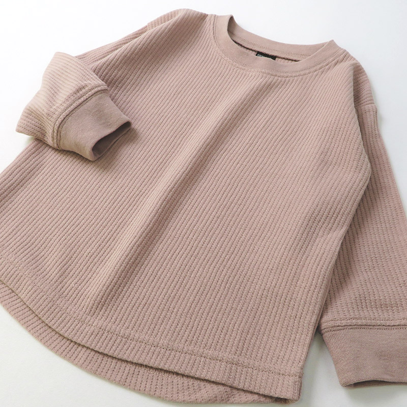 ロンT キッズ ワッフル 長袖 Tシャツ 無地 男の子 女の子 ロンt 子供服 トップス ( 80-130cm )【 GrinLab グリンラボ 】 カラー カットソー インナー ベビー ユニセックス ナチュラル シンプル カラフル リブ 80cm 90cm 95cm 100cm 110cm 120cm 130cm