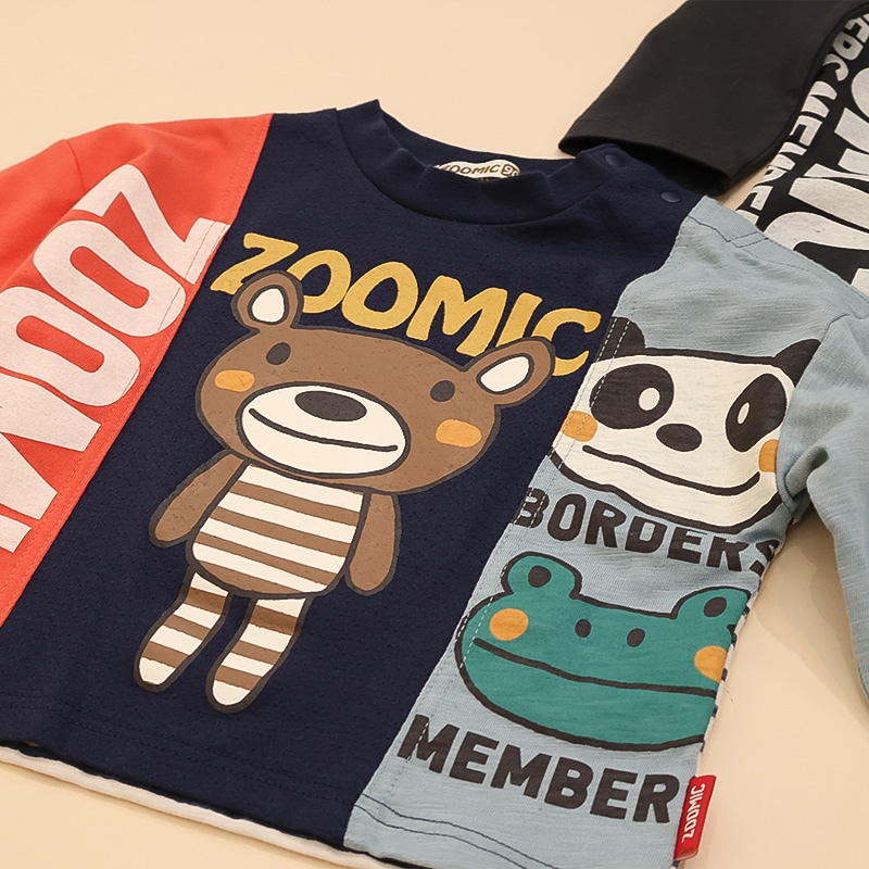 素材MIXリメイク風プリントTシャツ【ZOOMICズーミック】