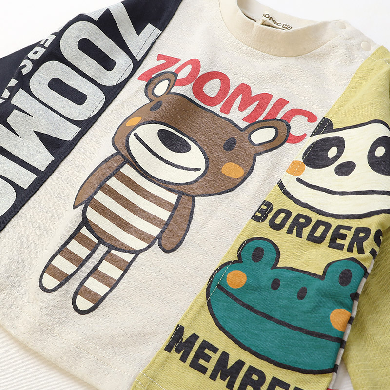 素材MIXリメイク風プリントTシャツ【ZOOMICズーミック】