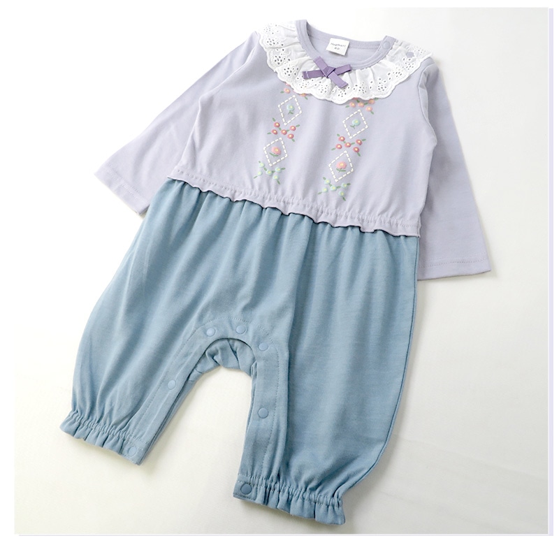 ベビー服 カバーオール 女の子 セパレート フリル 重ね着風 リボン 長袖 ロンパース ( 70-80cm ) 女の子 子供服 キッズ 新生児 ベビーウェア 赤ちゃん かわいい 二次加工 おしゃれ 70cm 80cm ギフト プレゼント 出産祝い 贈り物 ベビーギフト