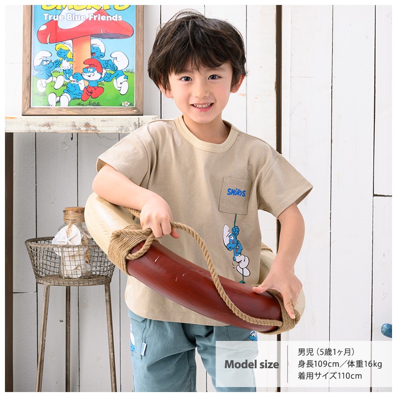 キッズ Tシャツ 半袖 プリント 綿100％ 男の子 ( 80-130cm )【 SMURFS スマーフ 】 子供服 トップス 夏 デザイン キッズ ベビー 二次加工 カットソー 夏服 男の子 女の子 80cm 90cm 95cm 100cm 110cm 120cm 130cm 