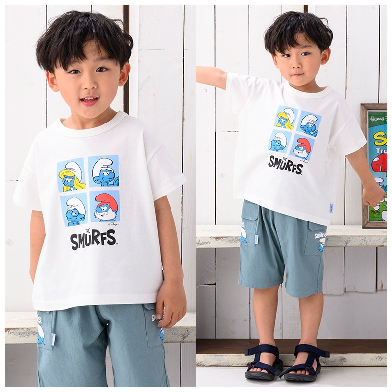 キッズ Tシャツ 半袖 プリント 綿100％ 男の子 ( 80-130cm )【 SMURFS スマーフ 】 子供服 トップス 夏 デザイン キッズ ベビー 二次加工 カットソー 夏服 男の子 女の子 80cm 90cm 95cm 100cm 110cm 120cm 130cm 